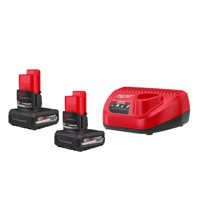 M12 12V Lithium-Ion XC High Output 5.0 Ah Battery Pack (2-Pack) Starter Kit with Charger
