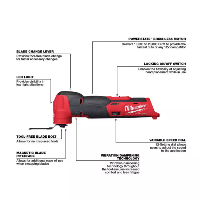 M12 FUEL 12V Lithium-Ion Cordless Oscillating Multi-Tool (Tool-Only)