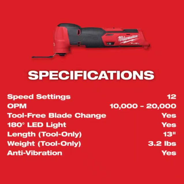 M12 FUEL 12V Lithium-Ion Cordless Oscillating Multi-Tool (Tool-Only)