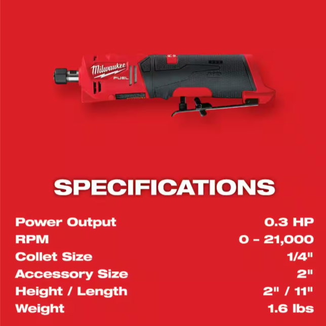 M12 FUEL 12V Lithium-Ion Brushless Cordless 1/4 in. Straight Die Grinder (Tool-Only)