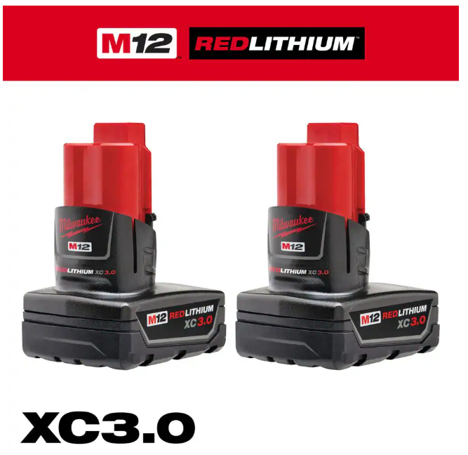 M12 12-Volt Lithium-Ion XC Extended Capacity 3.0 Ah Battery Pack (2-Pack)