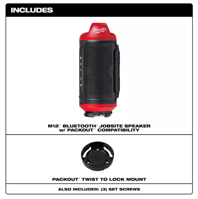 M12 12-Volt Lithium-Ion Cordless Bluetooth Jobsite Speaker with PACKOUT Compatibility