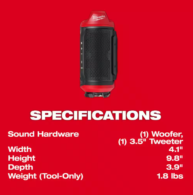 M12 12-Volt Lithium-Ion Cordless Bluetooth Jobsite Speaker with PACKOUT Compatibility