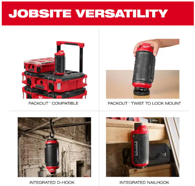 M12 12-Volt Lithium-Ion Cordless Bluetooth Jobsite Speaker with PACKOUT Compatibility