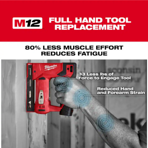 M12 12-Volt Lithium-Ion Cordless 3/8 in. Crown Stapler (Tool-Only)