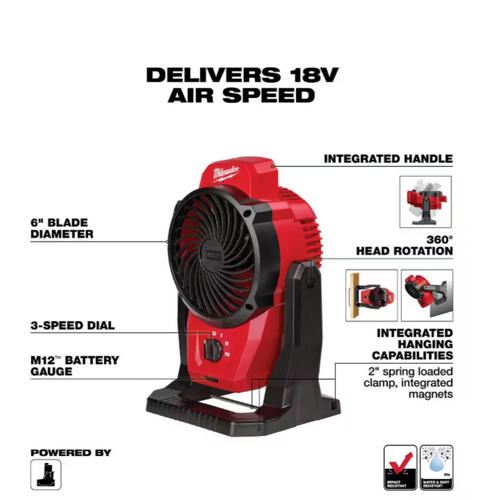 M12 12-Volt Lithium-Ion Cordless Jobsite Fan (Tool-Only)