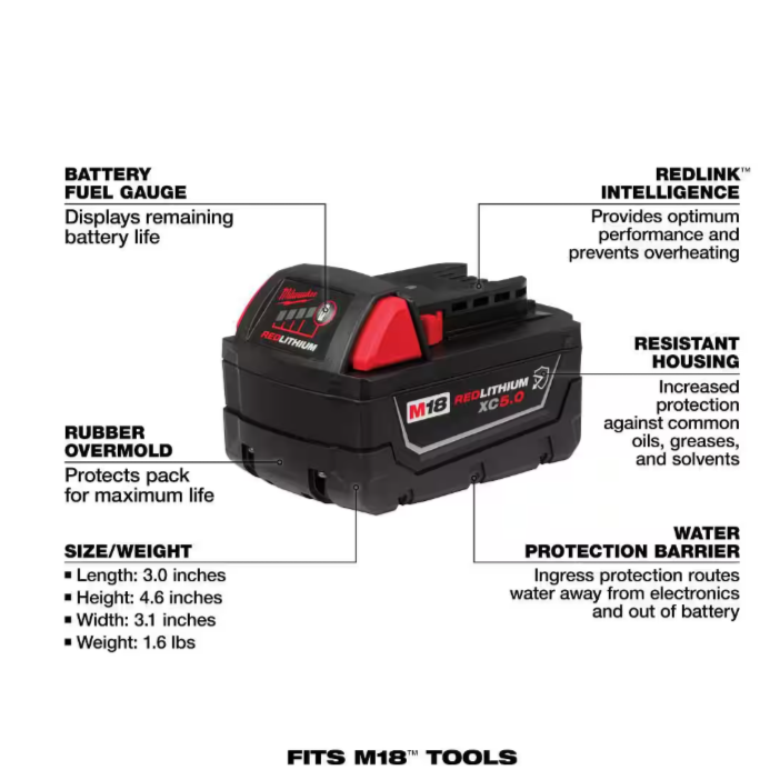 M18 18-Volt Lithium-Ion XC Starter Kit with One 5.0Ah Battery and Charger